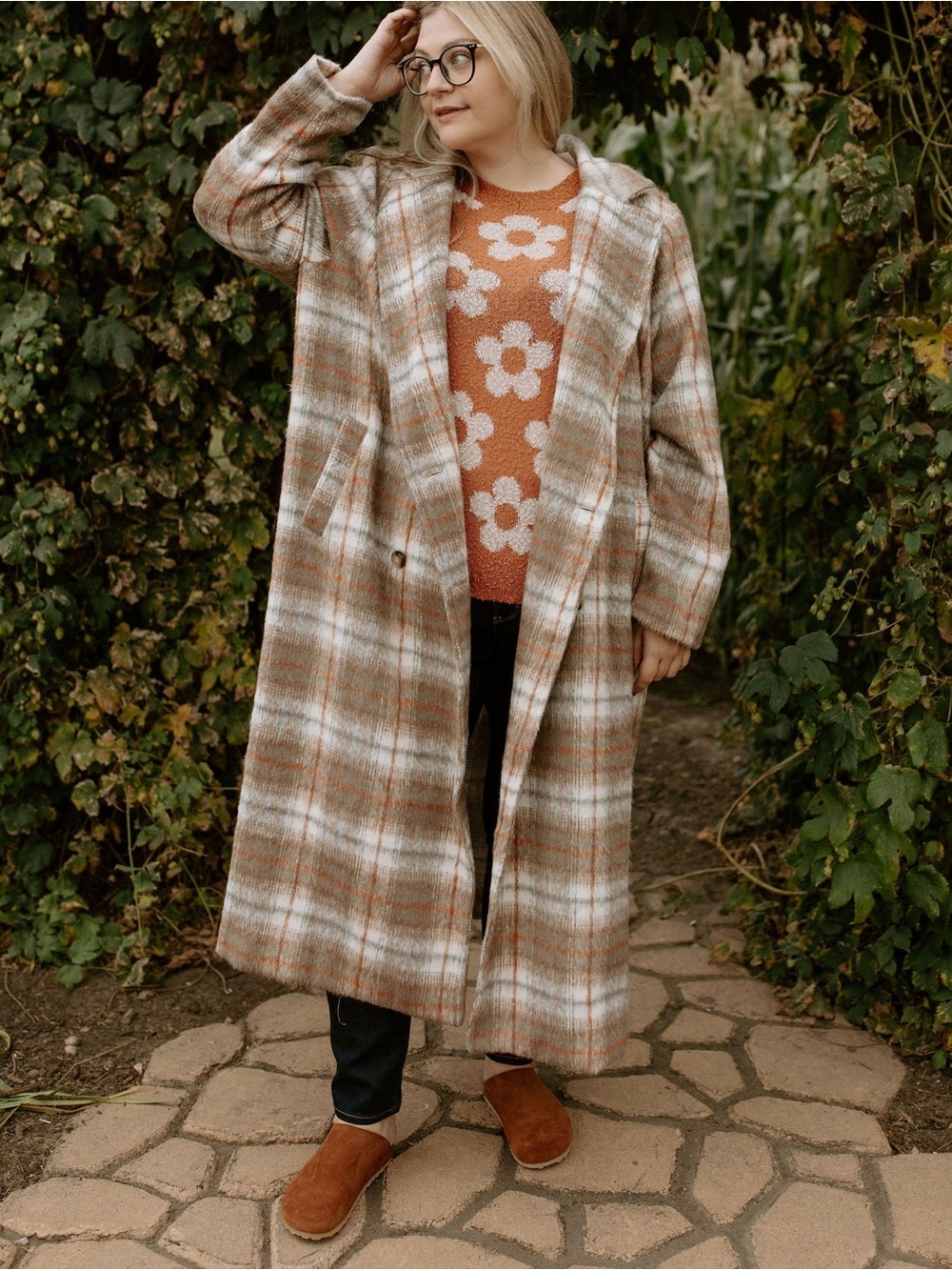 ARULA Longline Plaid Coat